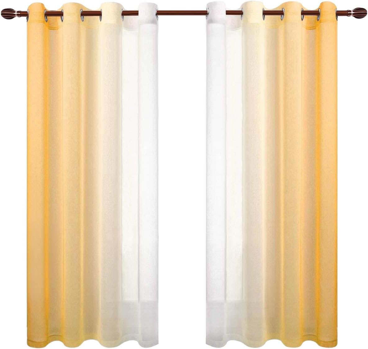 DWCN – Cortinas semitransparente estilo ombré con ojales en la parte superior para sala