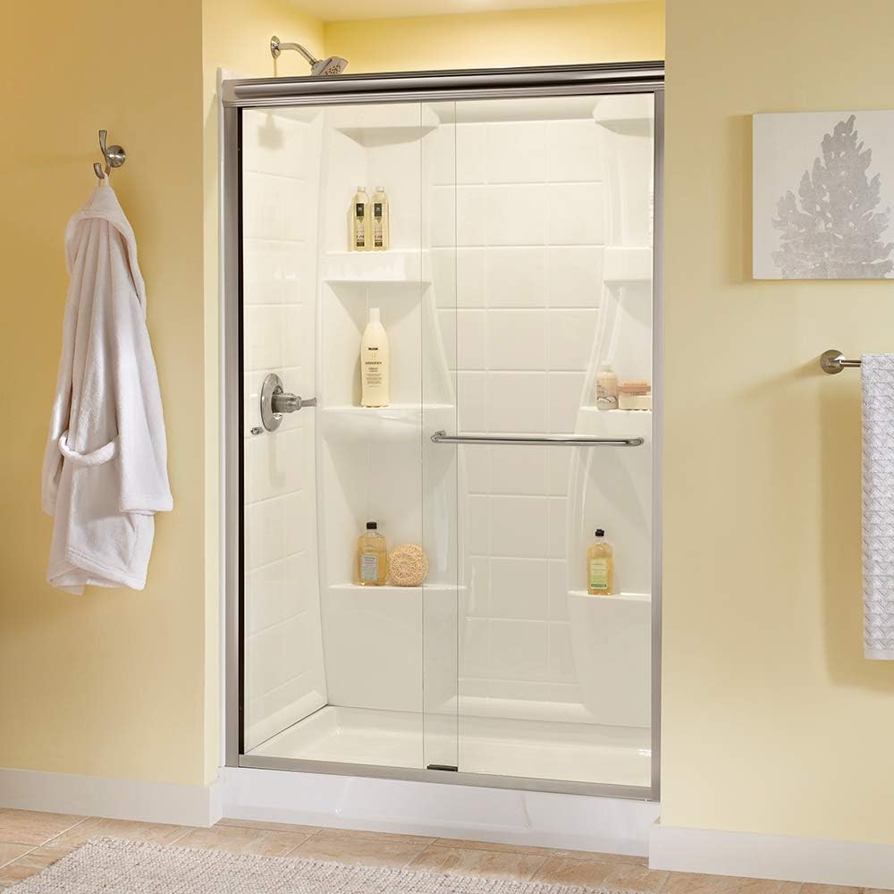 Delta Shower Doors – Puerta corrediza semi enmarcada clásica contemporánea para ducha