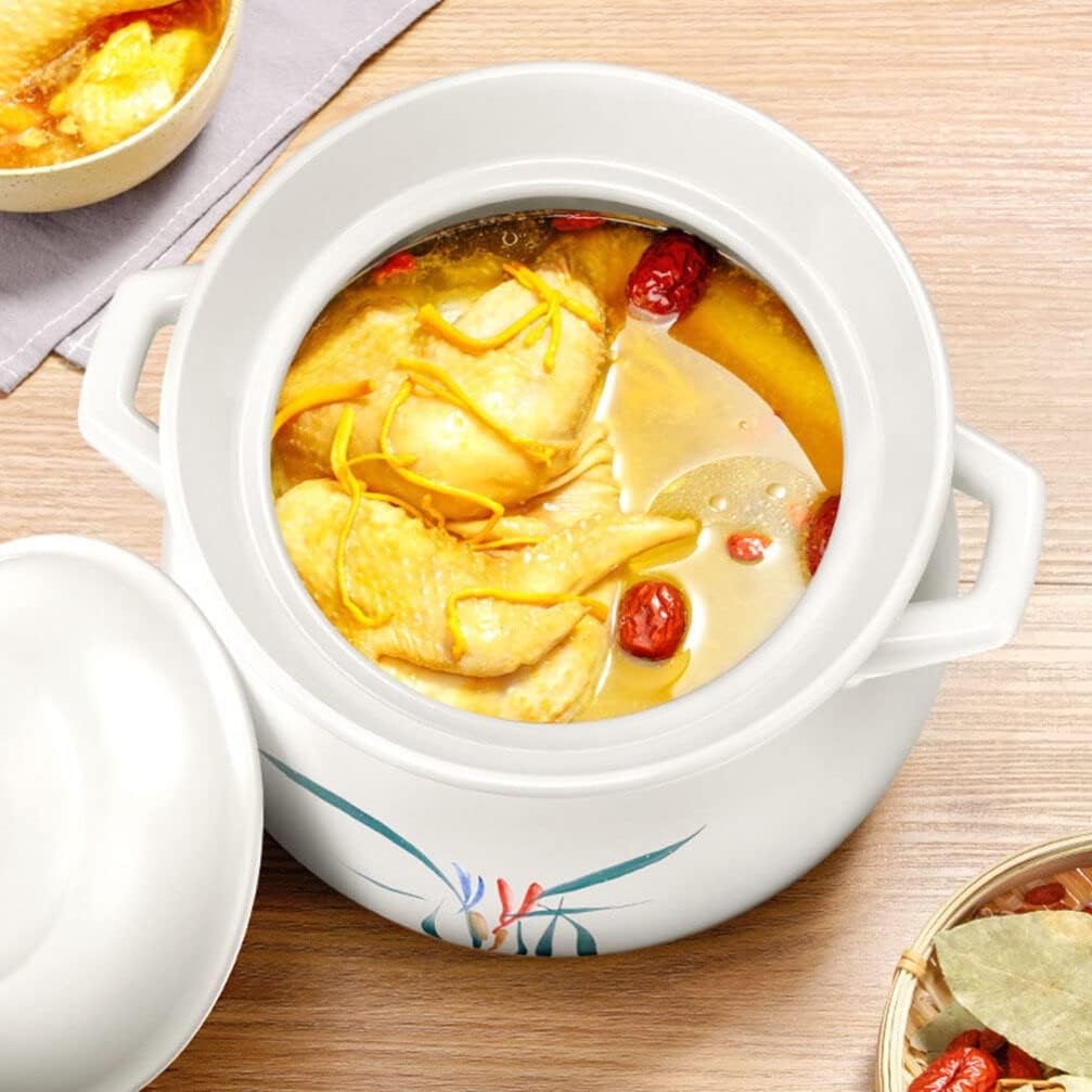 Hemoton Horno de estufa Olla de cerámica para estofado Olla de sopa, cazuela, olla de horno, olla de barro, olla de barro, utensilios de cocina de