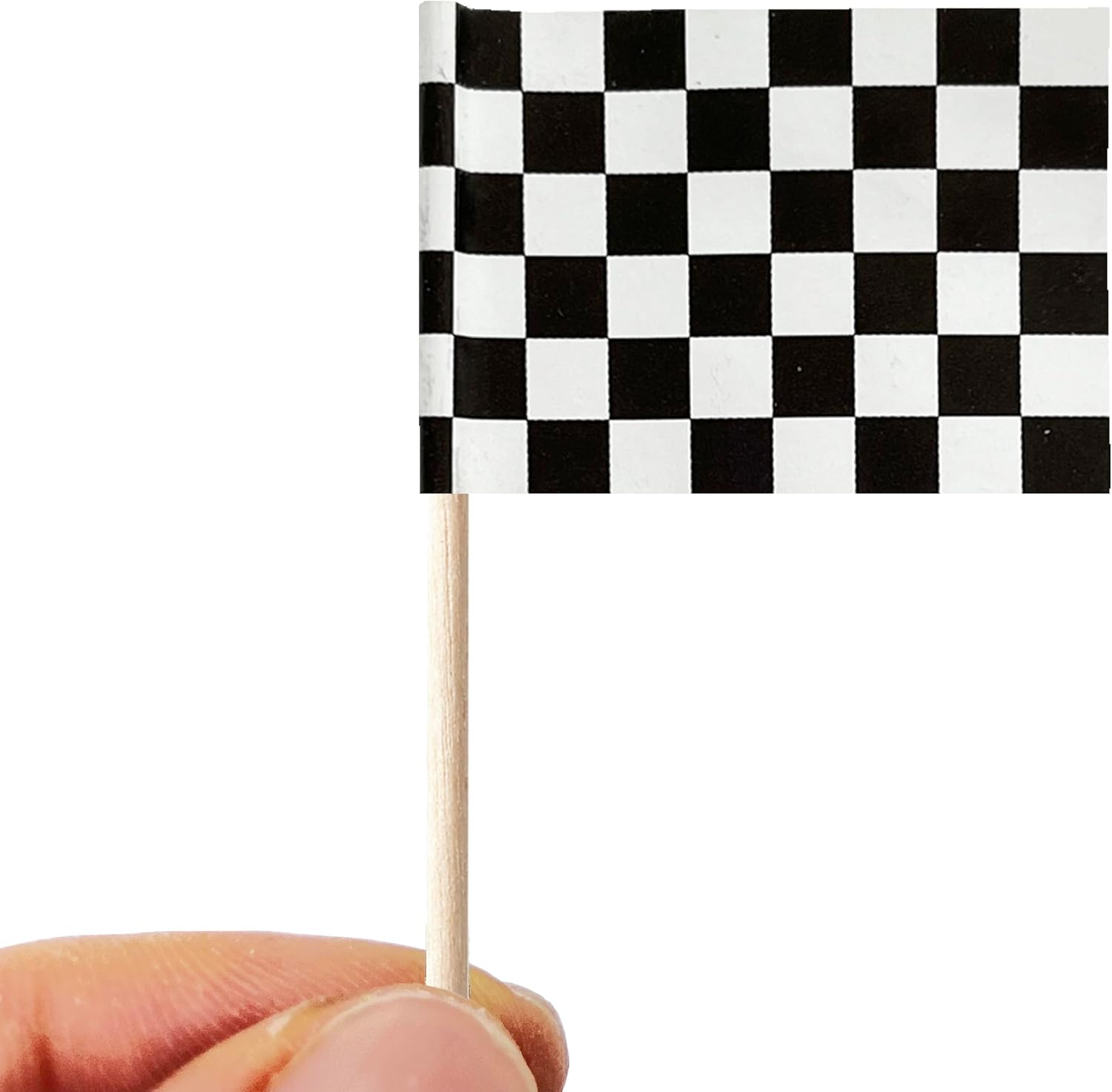 100 banderas a cuadros en blanco y negro para carreras, mini adornos pequeños para cupcakes, banderas, banderines para fiesta, cóctel, decoración de