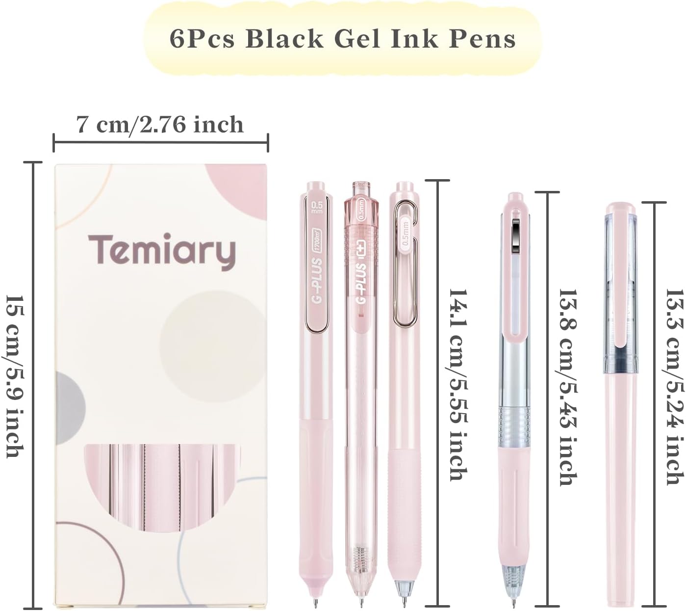 5 bolígrafos de tinta de gel estéticos retráctiles de 0.020 in, lindo bolígrafo de gel que no mancha para tomar notas, bolígrafo de escritura suave