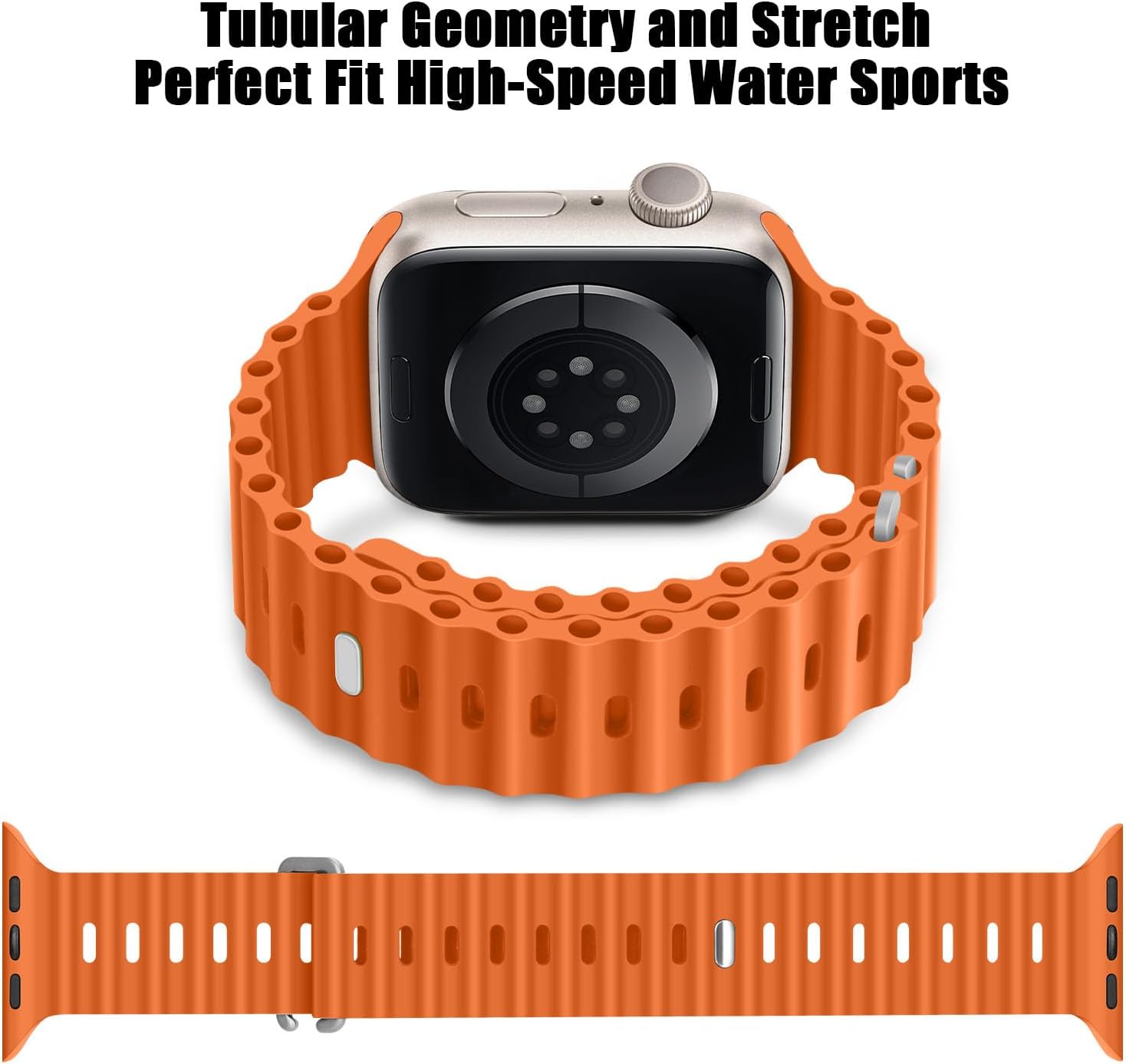 HITZEE Compatible con Apple Watch Band de 1.614, 1.575, 1.496 pulgadas, correas de silicona de bucle suave con hebilla diseñadas para Apple Watch