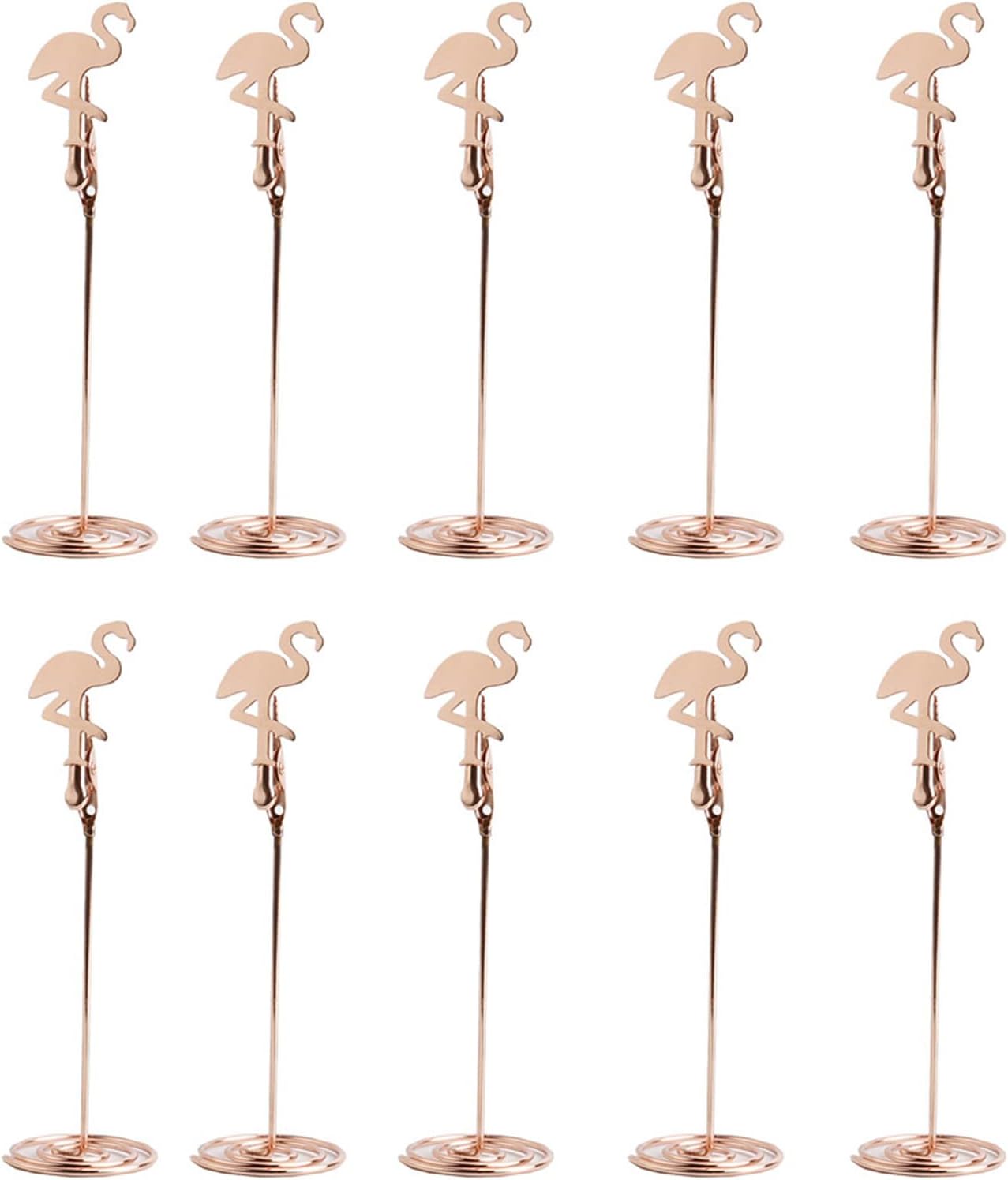 10 soportes para números de mesa, con nombre y lugar de nombre, clips de notas de menú de flamenco, para recuerdos de fiesta de boda, oro rosa