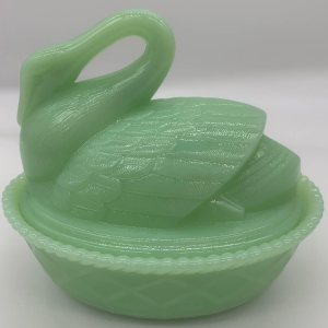 Plato de cisne cubierto – Jade Jadeíta Jadita Cristal Verde – 2 Piezas – Molde de vidrio Westmoreland – USA Plato de cisne cubierto – Jade Jadeíta Jadita Cristal Verde – 2 Piezas – Molde de vidrio Westmoreland – USA