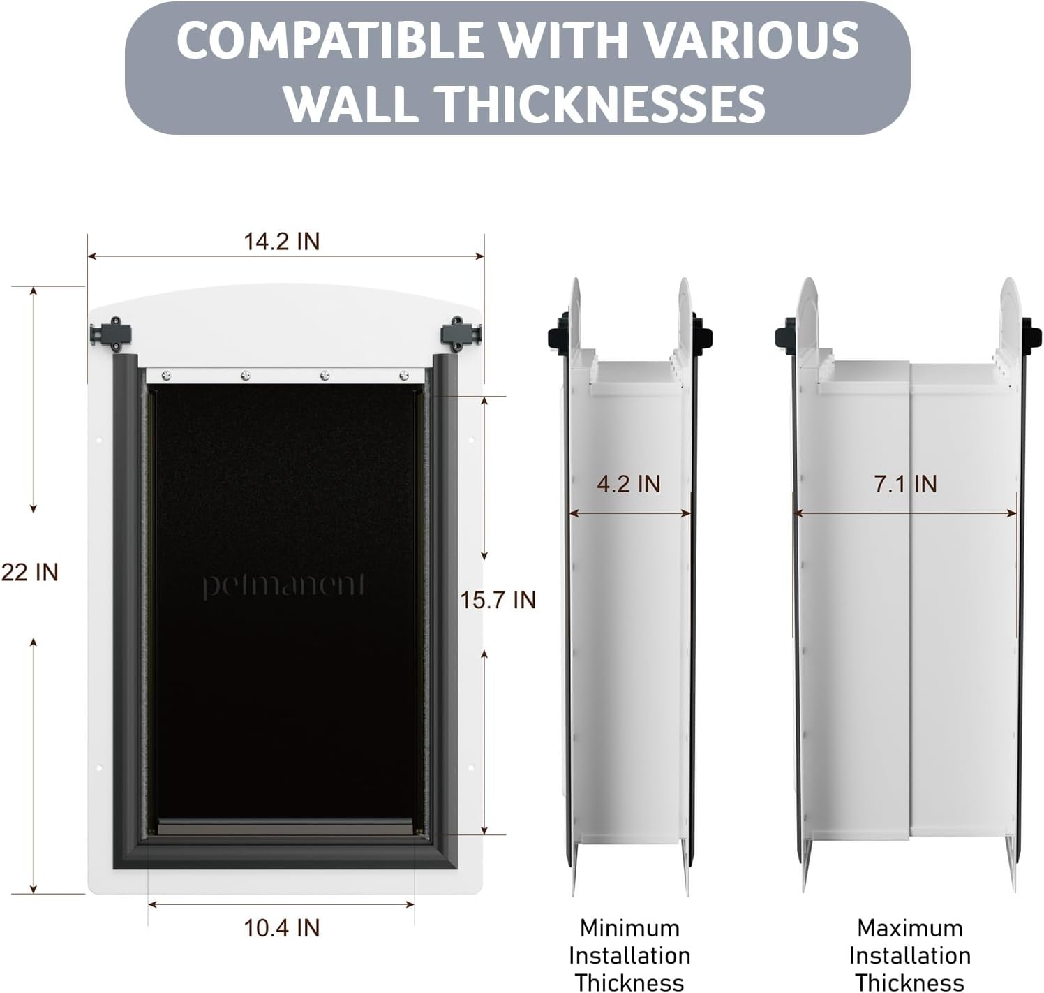 Puerta para perro para pared, puerta grande para perro para pared exterior, puerta de mascotas, puerta resistente de 3 solapas con aislamiento,