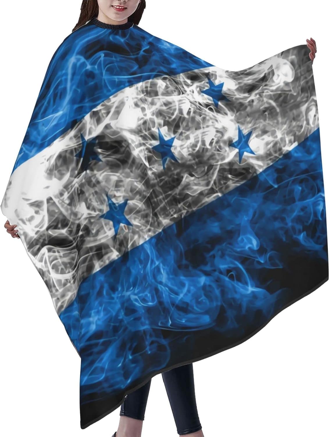 Capa de peluquería profesional de peluquería con bandera de Honduras, capa de corte de pelo impermeable con cierre de presión ajustable, delantal de