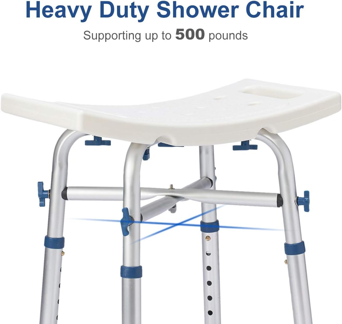 Zler Silla de ducha resistente, taburete de ducha ajustable para ducha interior, montaje sin herramientas, banco de ducha antideslizante para