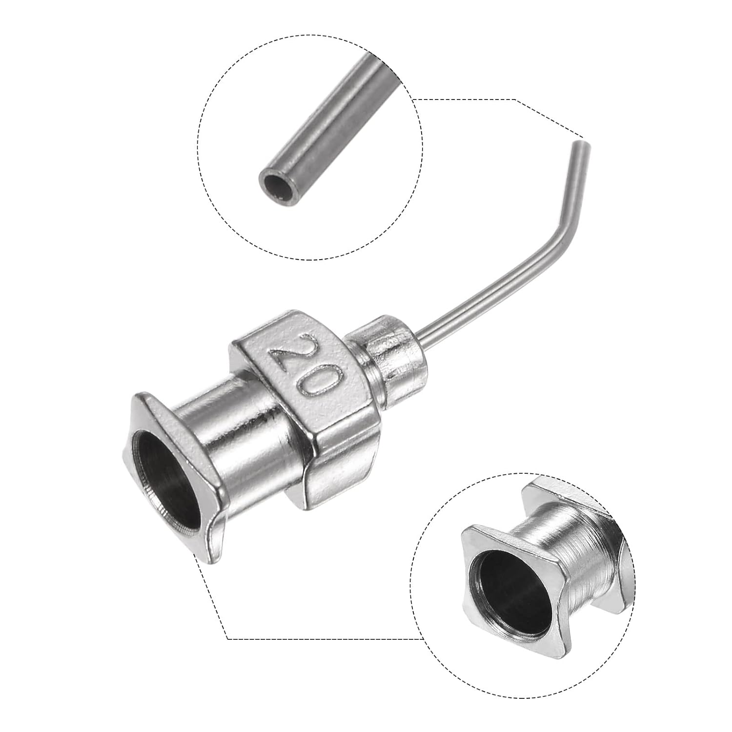 12 agujas dispensadoras, calibre 20, punta roma, de acero inoxidable, 45 grados, con conector Luer Lock para cartuchos de tinta, pegamento,