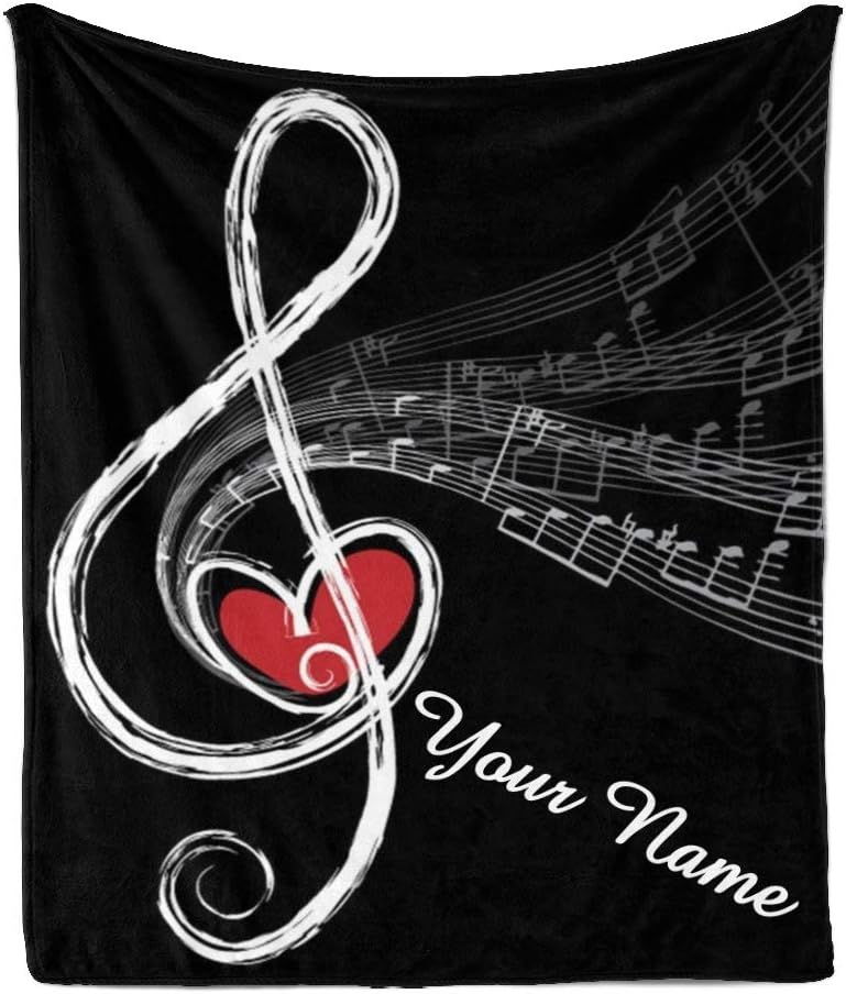 Manta personalizada con texto del nombre, manta de forro polar súper suave personalizada con texto en inglés Treble Love, manta de forro polar súper