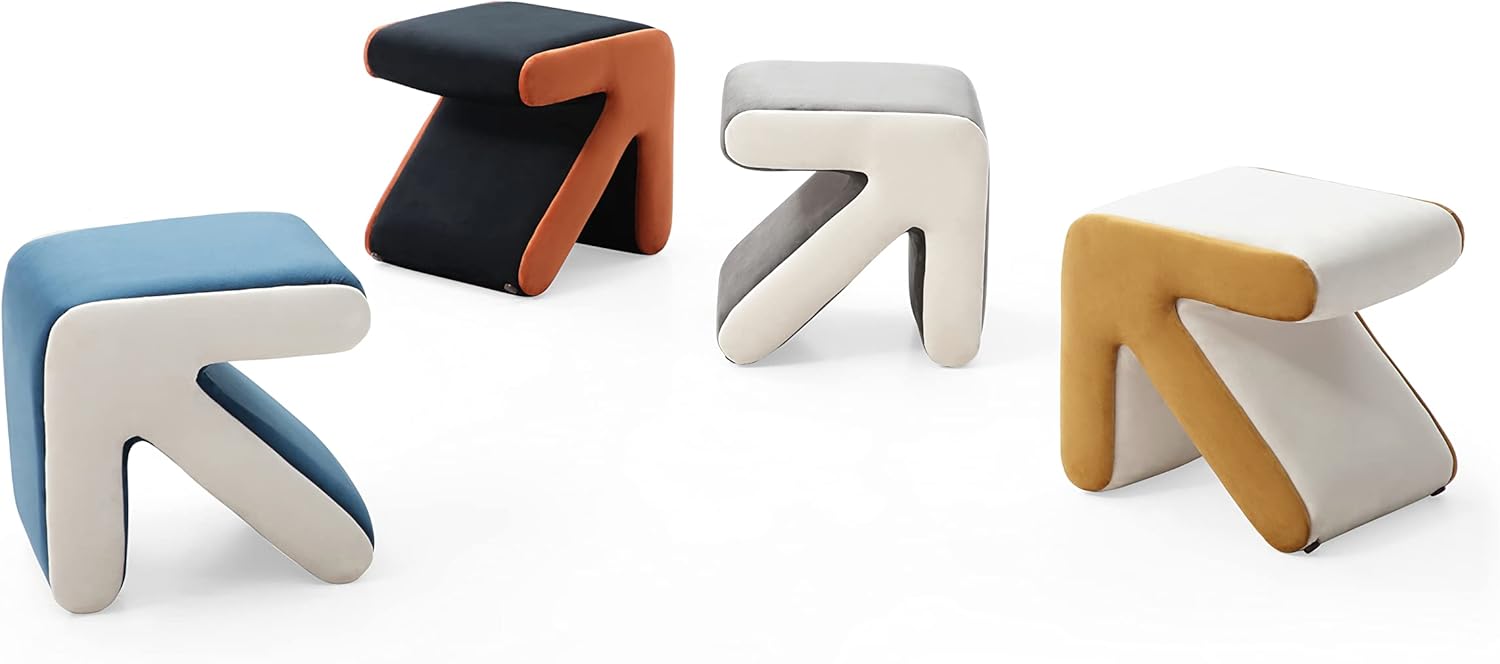 Moderno sofá tapizado de terciopelo, banco de zapatos, taburete multifacético, mesa de café, diseño de flecha, decoración artesanal para sala de