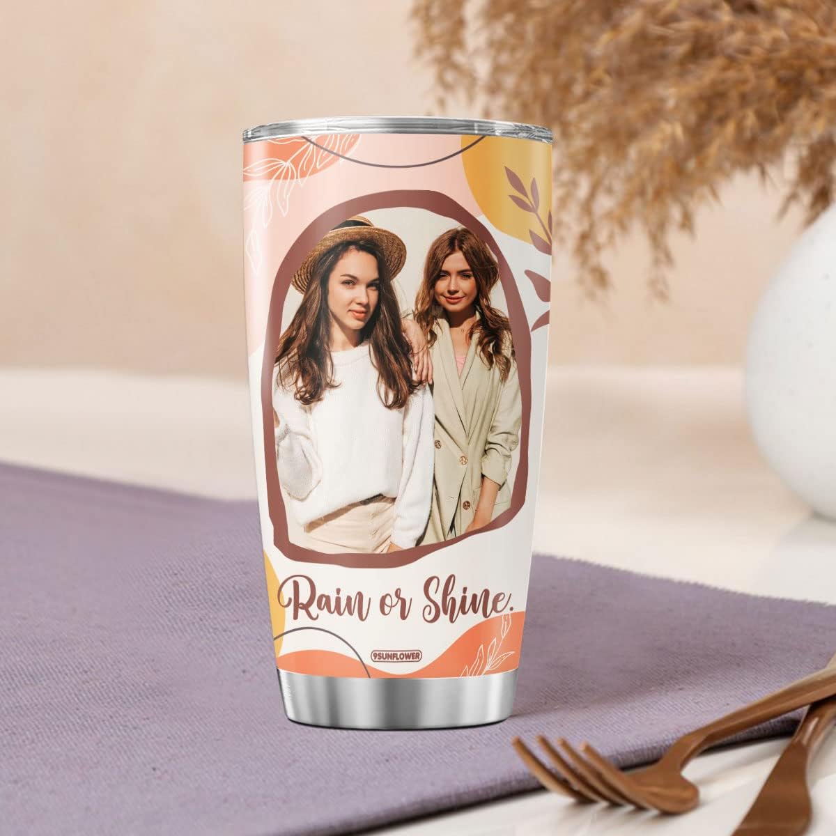 Vaso de café personalizado, regalo de cumpleaños con foto, texto, para mujeres, amigas, hermanas, taza de viaje con tapa, vasos de acero frío, vasos