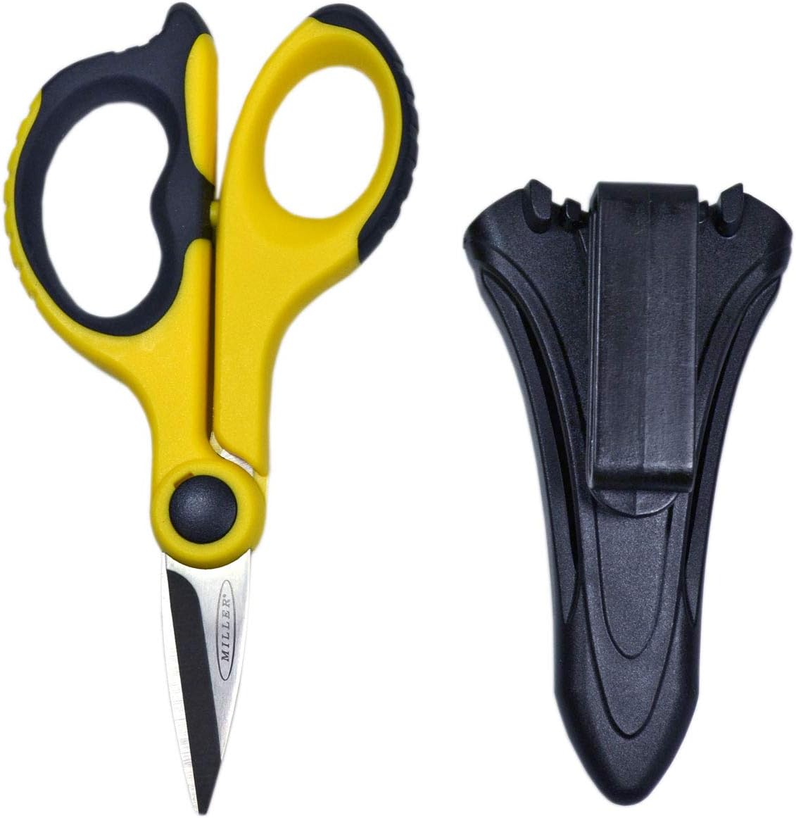 Miller KS-2 Tijeras de Kevlar de fibra óptica con bolsa para cinturón, tijeras de utilidad fácilmente portátiles para electricistas y técnicos que