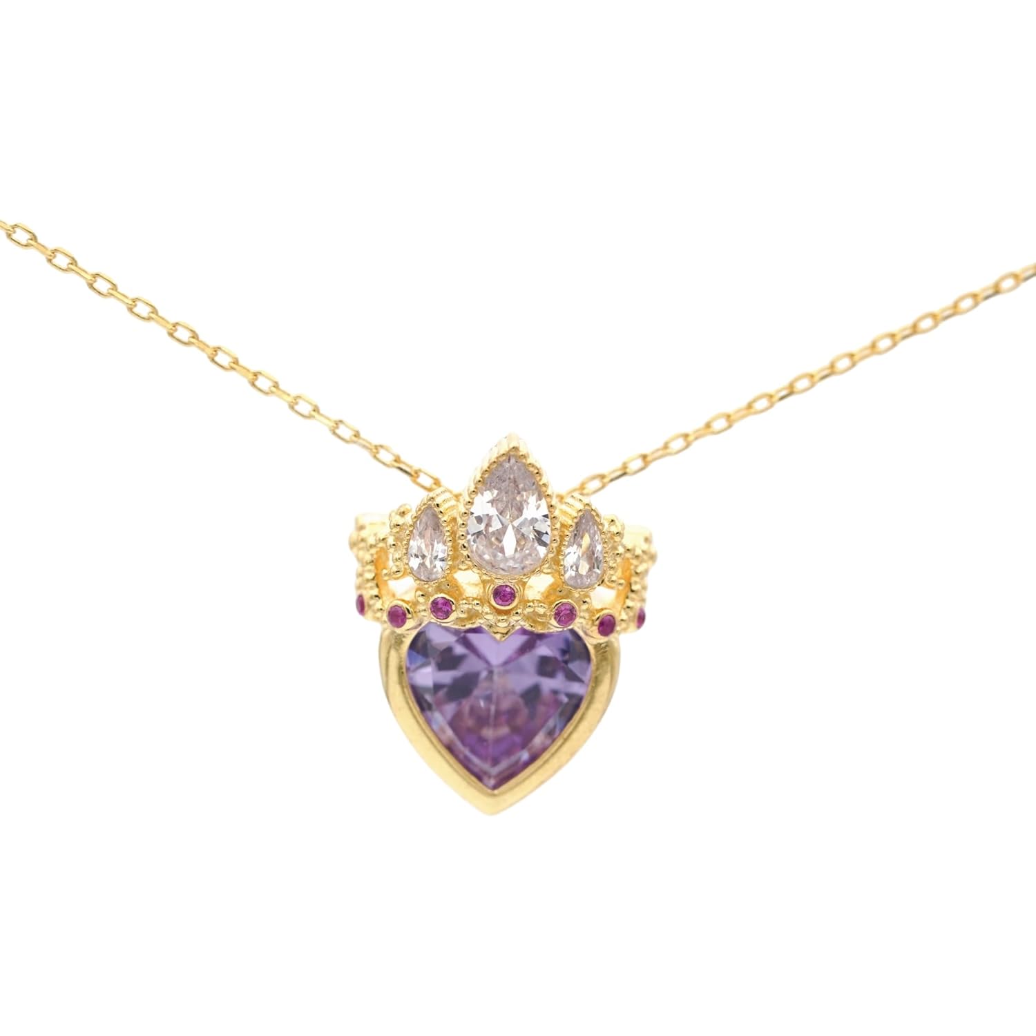Tangled Necklace – Lost Princess -Cosplay Jewelry -Princess Necklace-Princess Crown Necklace -925 Sterling Silver Necklace (GOLD)