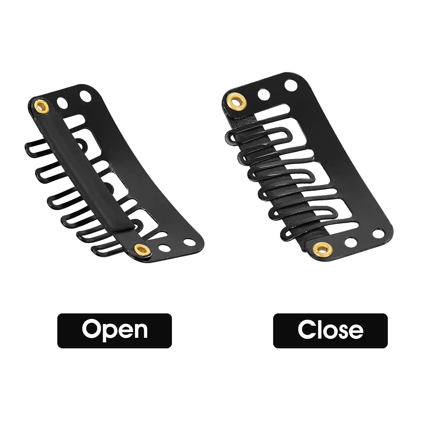 Yolev 50 pinzas para pelucas, pinzas de extensión de cabello, 6 dientes en forma de U, clips de extensión de cabello de silicona metálica para mujer