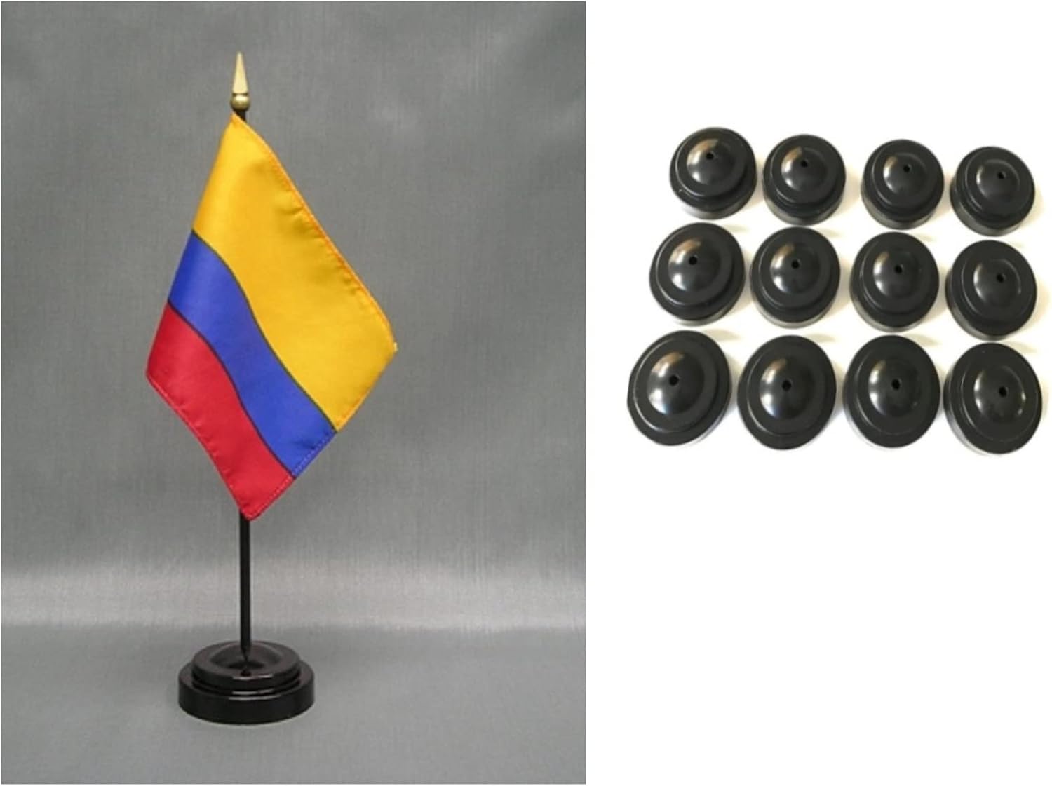 Hecho en los EE. UU. Caja de 12Colombia 4″x6″ en miniatura computadora Stands y 12colombiano pequeño Mini stick y bandera de banderas de mesa