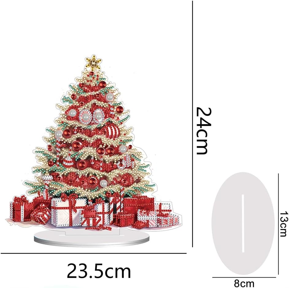Orgone Kit de adornos de escritorio de árbol de Navidad para adultos, pintura acrílica por números, decoración de Navidad de escritorio, kit de