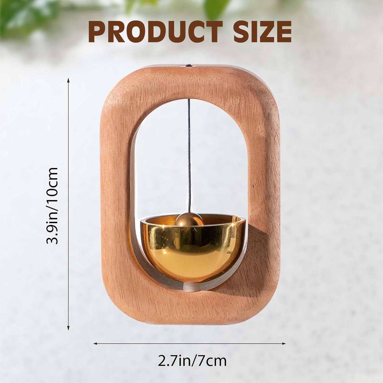 Campana de los comerciantes para apertura de puertas timbre de madera con fijación magnética, timbre colgante de madera decorativo en forma de