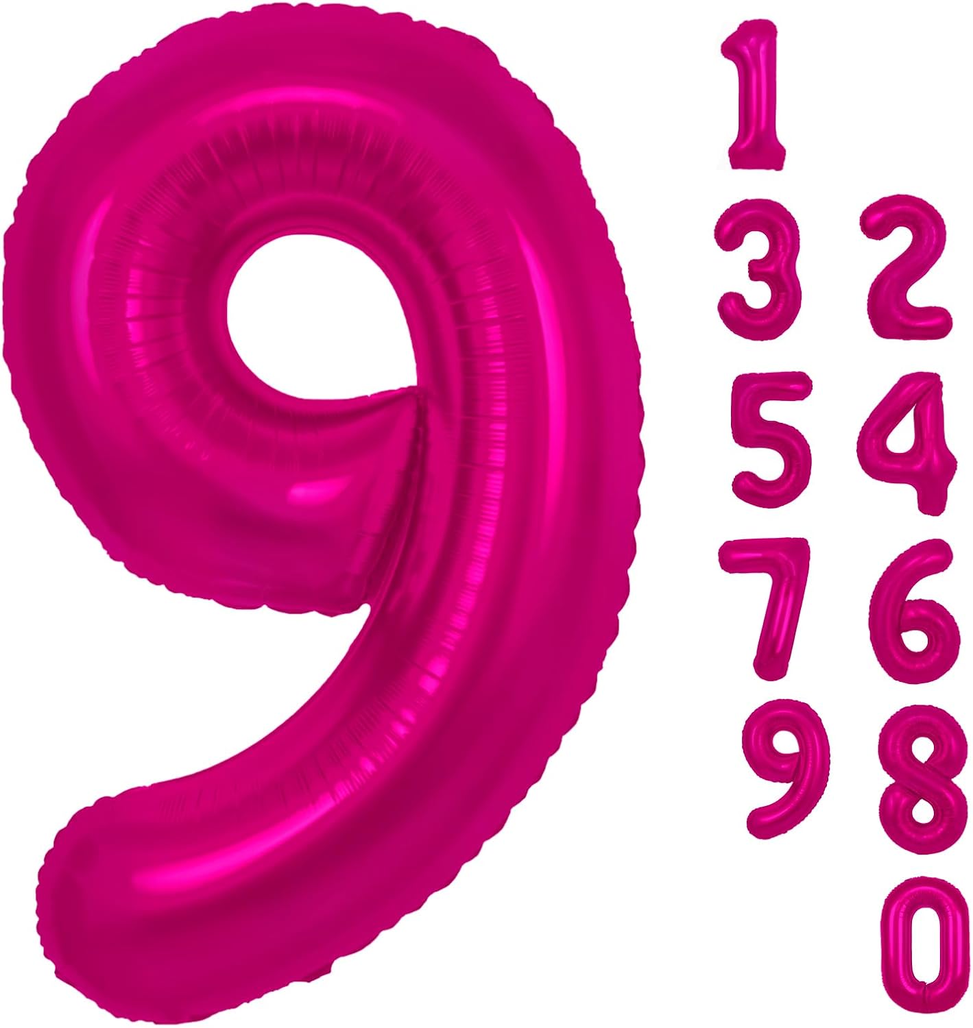 Globo rosa intenso del número 9 de 40 pulgadas, decoraciones de cumpleaños de 9 años, globos rosados de nueve para decoraciones de cumpleaños de 9