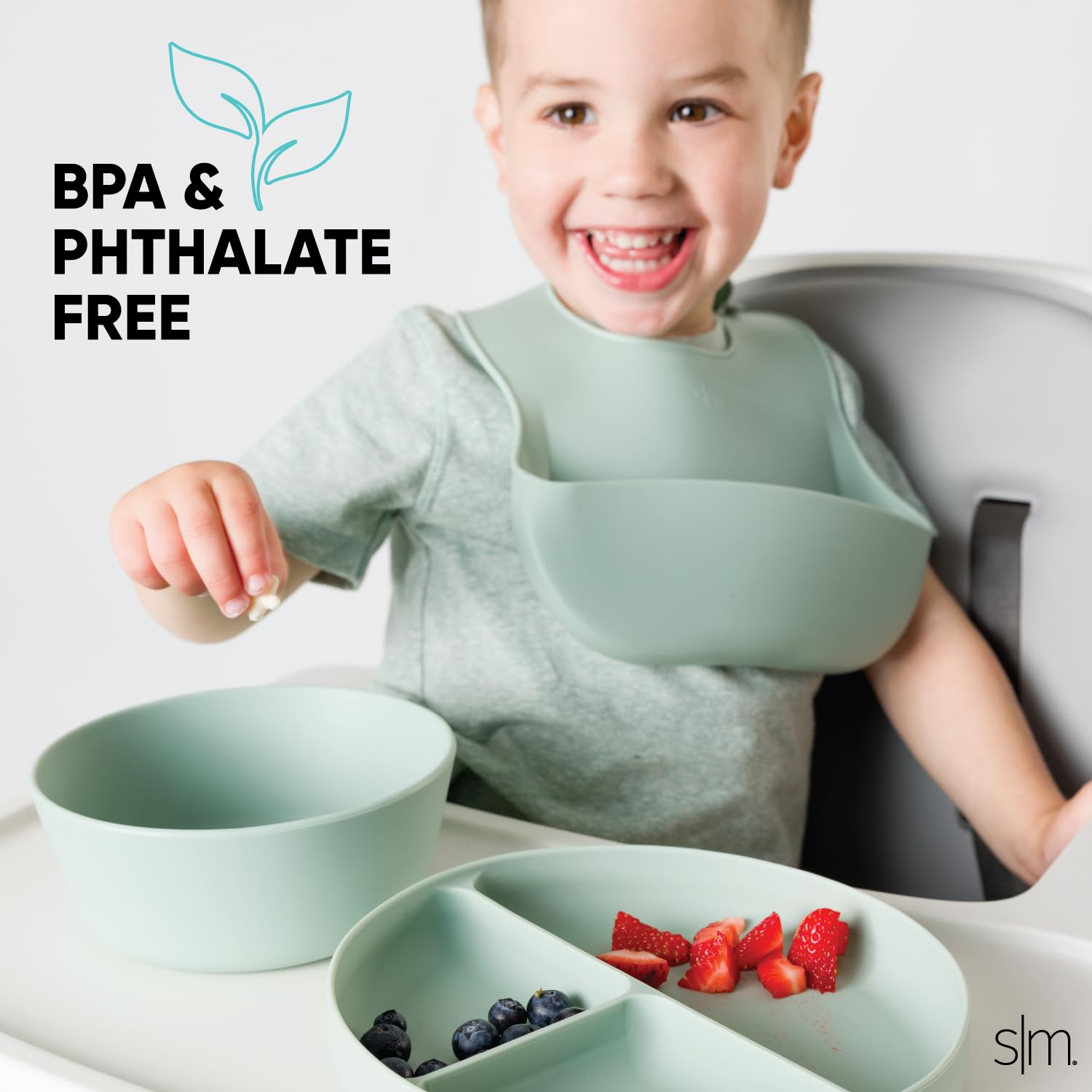 Simple Modern Plato de silicona para bebés y niños pequeños  Platos divididos y aptos para microondas para niños  Colección Parker  Lavender Mist