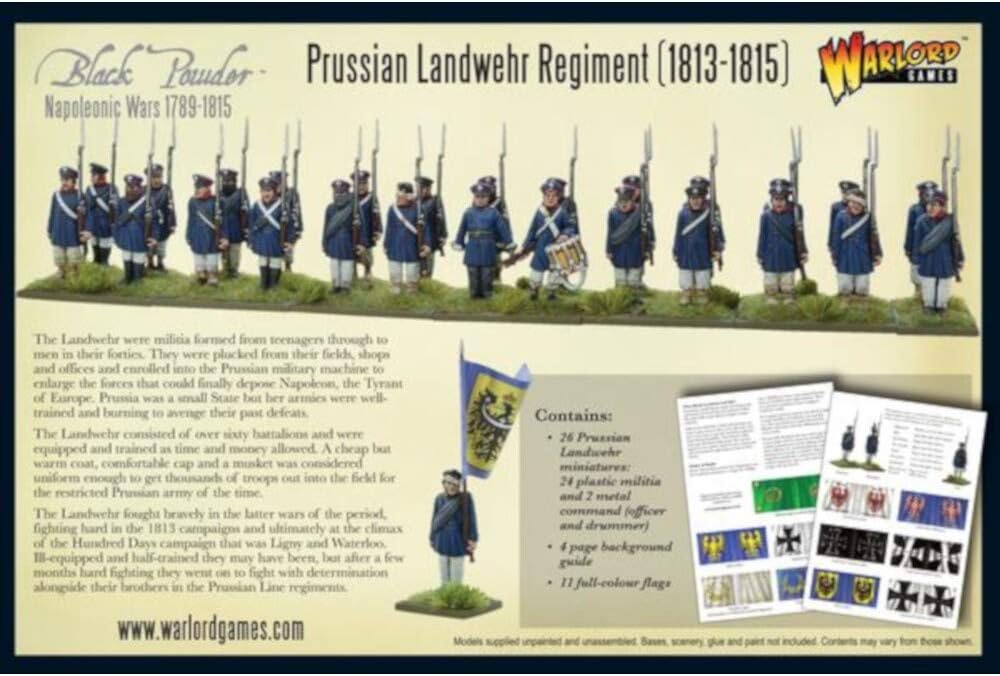 Polvo negro Prusiano Landwehr Regimiento Napoleónico Guerra 1813-1815 Kit de modelo de plástico de guerra militar 302012501