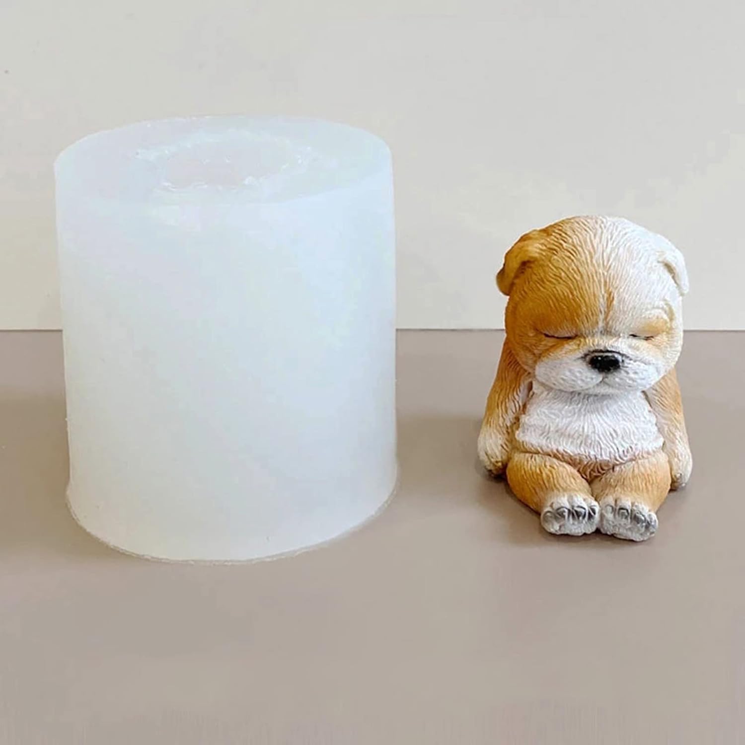 Molde de silicona con forma de bulldog 3D, molde creativo para velas de perro, molde de chocolate para perros dormidos, moldes de arcilla para