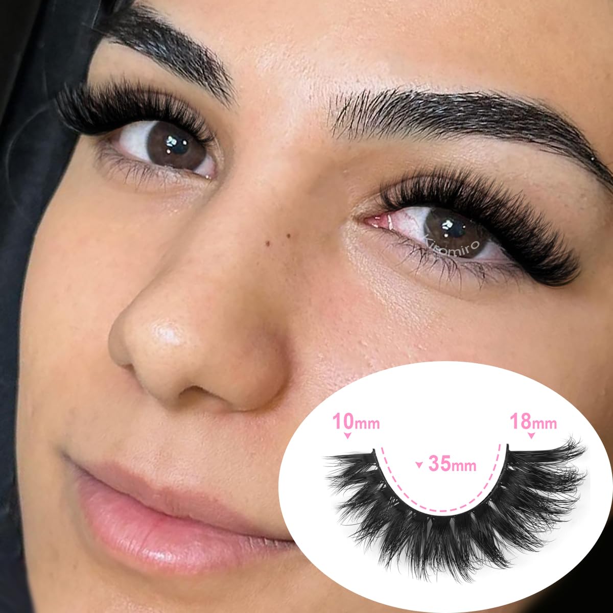 Kiromiro Pestañas postizas de ojo de gato, aspecto natural, pestañas rizadas en D, volumen 3D, pestañas de visón sintético, esponjosas, paquete de
