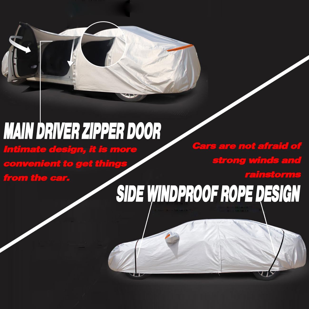 Funda completa de 6 capas para sedán, vagón, cupé, hatchback, impermeable, aislada, anti-UV, a prueba de nieve, resistente al granizo, antiviento,