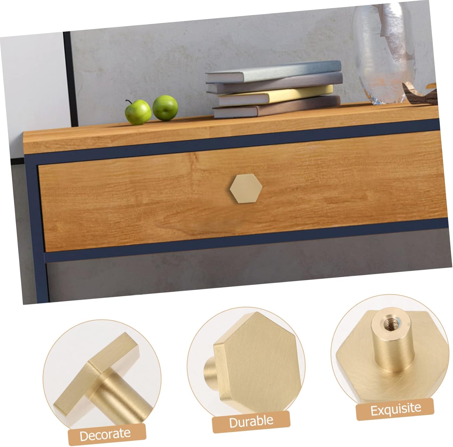 Housoutil Tiradores de puerta de armario, manijas hexagonales para cajones de cocina, pomos de tocador modernos para armario, pomos de puerta para