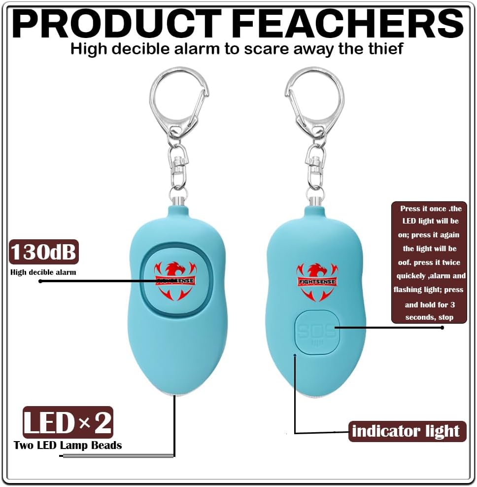 Fightsense Paquete combinado de espray de pimienta de autodefensa y alarma de seguridad personal para mujeres, autodefensa, sirena fuerte de 130 dB