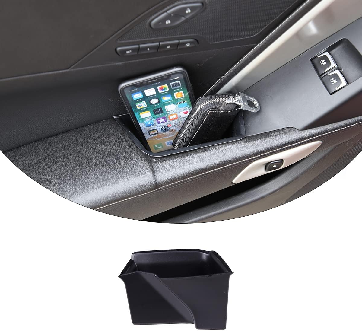 TINKI Bandeja de almacenamiento de reposabrazos de puerta interior de ABS compatible con C7 Corvette Stingray Chevrolet 2014-2019 Z06Grand Sport