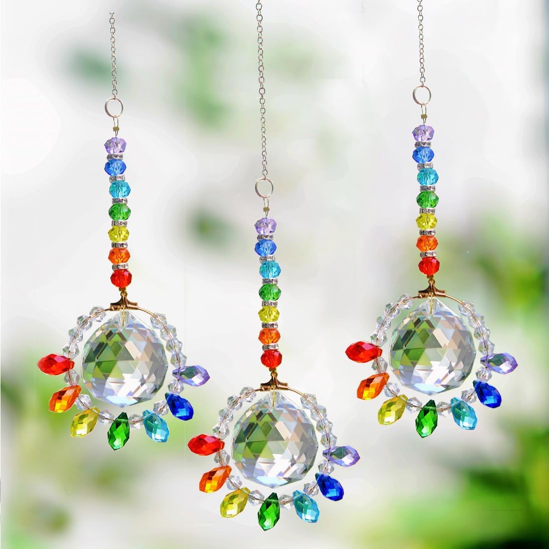 Atrapasoles de cristal colgantes para ventanas, 3 atrapasoles de sol arcoíris para ventanas interiores, atrapa el sol de ventana con cristales de