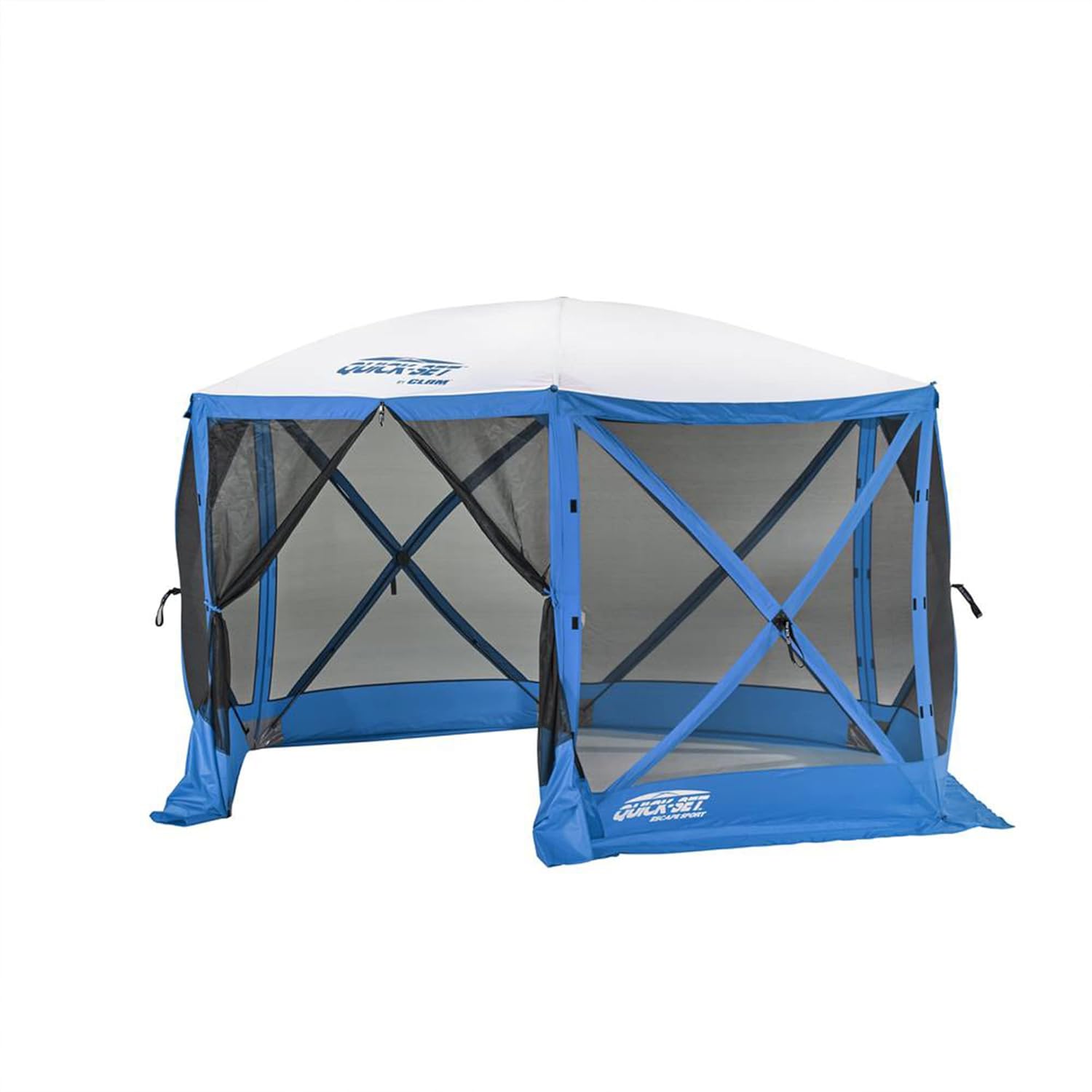 CLAM Quick-Set Escape Sport – Tienda de campaña portátil de 11.5 x 11.5 pies con pantalla para portón trasero, 6 caras, refugio con estacas y bolsa