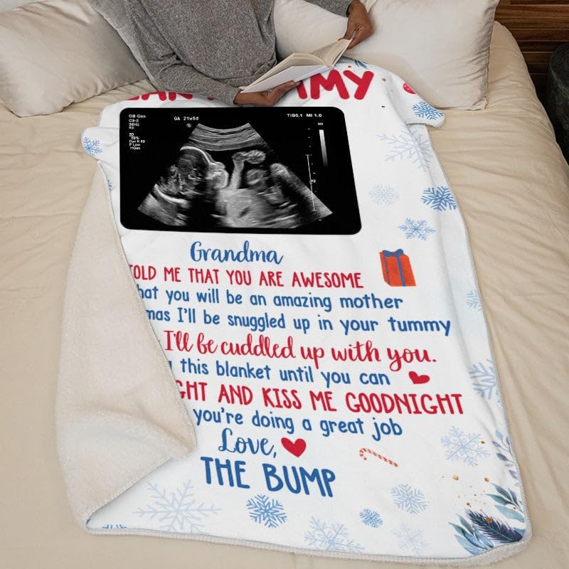 Pawfect House Ideas de regalo de ultrasonido de latido del corazón para bebé, manta de bebé personalizada, para ella, mujer, esposa, futura mamá,