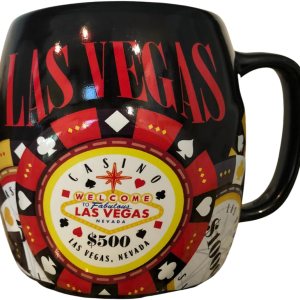 Taza de café con chip de póquer Las Vegas rojo y negro, perfecta para entusiastas del póker y las Vegas Strip – Grande 16 oz Taza de café con chip de póquer Las Vegas rojo y negro, perfecta para entusiastas del póker y las Vegas Strip – Grande 16 oz