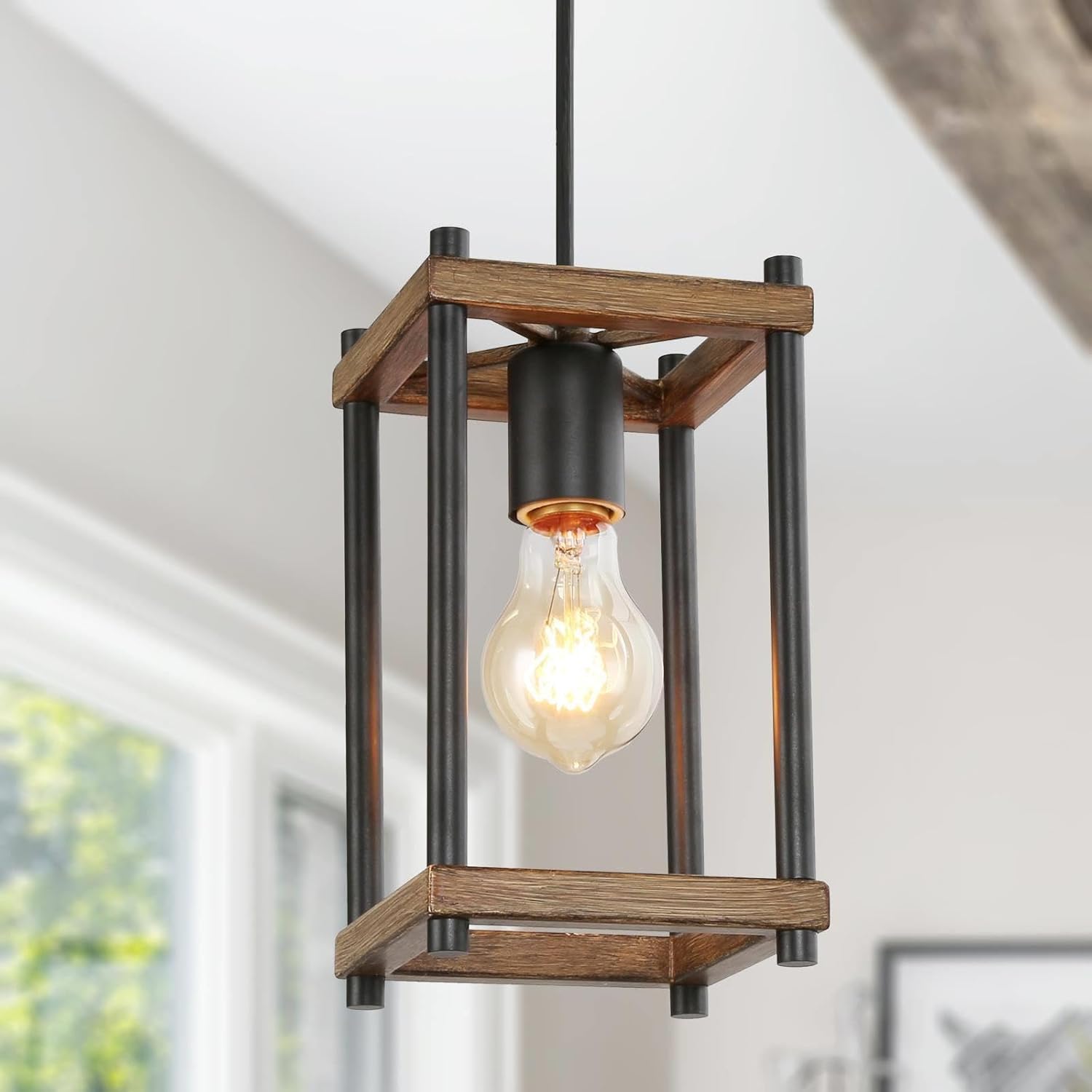 GEPOW Iluminación colgante de isla rústica para zonas de comedor, dormitorio, cocina, sala de estar