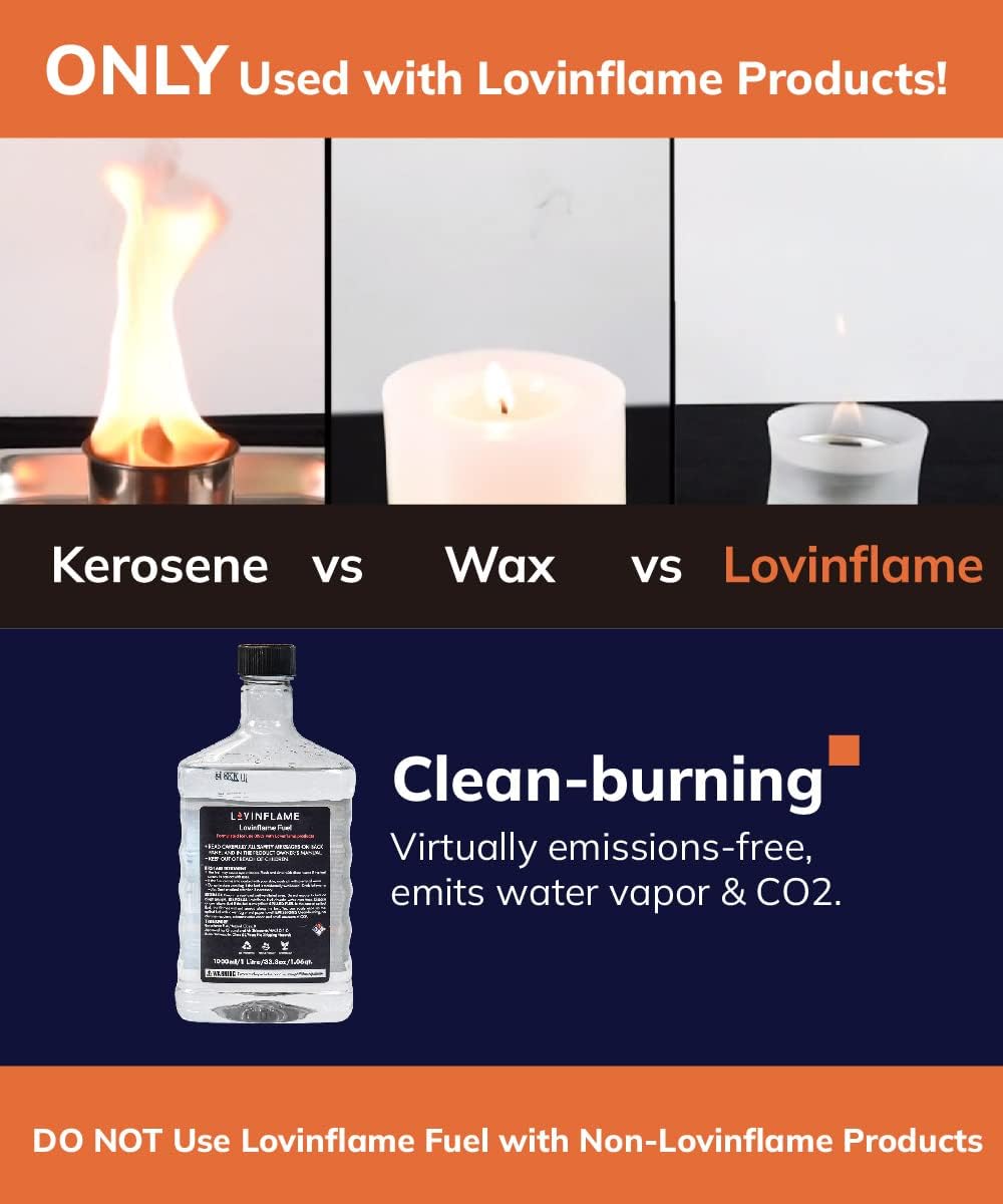 Combustible exclusivo para chimeneas Lovinflame, fuegos, velas no tóxicas, no inflamables, solubles en agua, seguras para transporte y