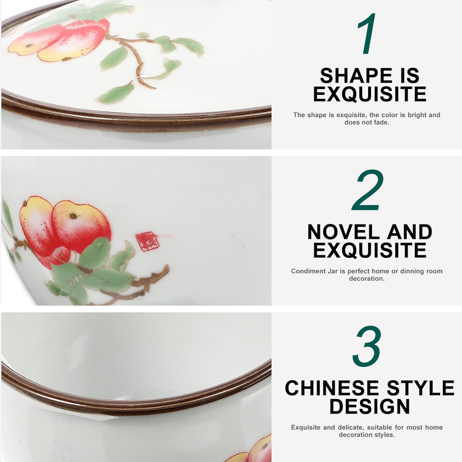 Tarro de cerámica para condimentos, azucarero, para especias, recipientes con tapas, contenedor de granos de café, accesorios de mesa, adorable