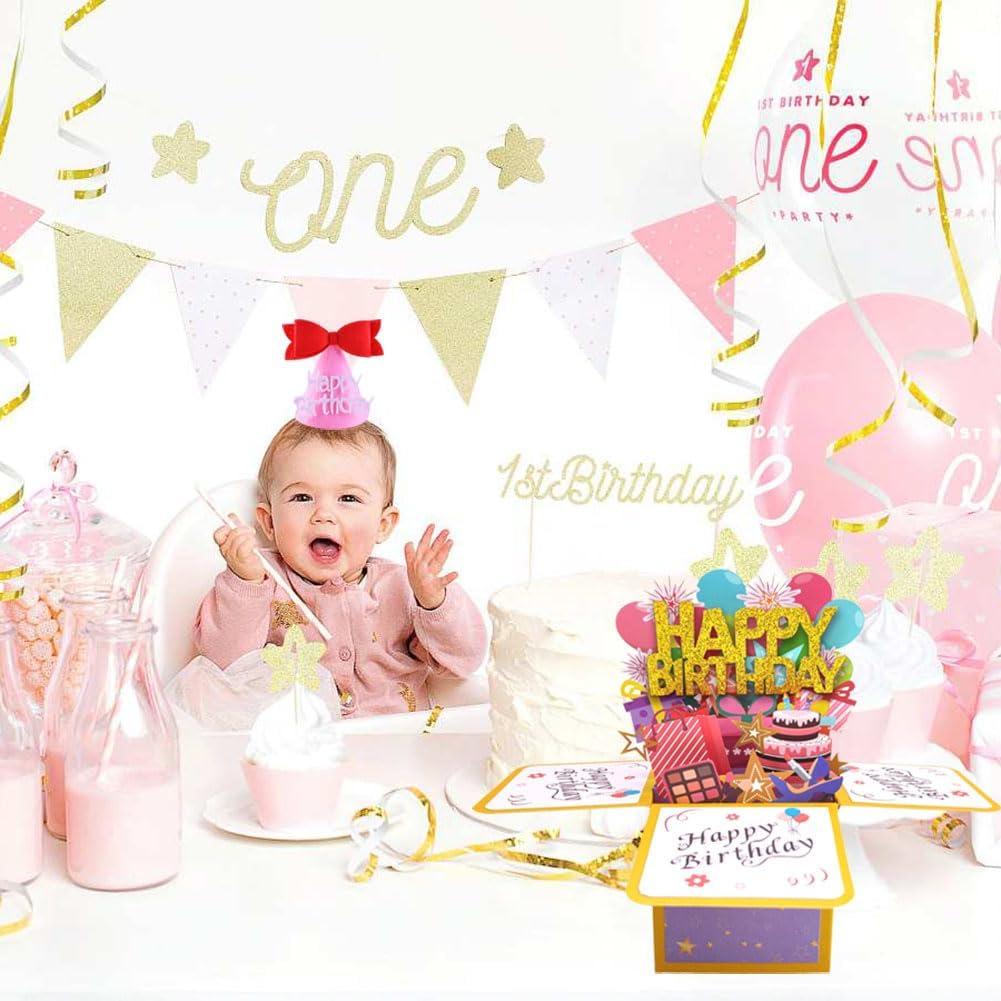 HDMGCR Tarjeta desplegable de feliz cumpleaños para mujeres y hombres, divertida caja de felicitación 3D de cumpleaños con sobres, etiqueta de notas