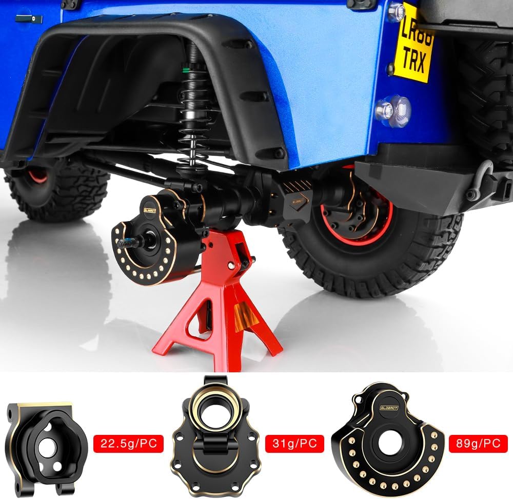 GLOBACT Kit de actualizaciones de latón para 110 TRX4 eje portal delantero y trasero interior y exterior carcasa portal cubierta diff soportes de