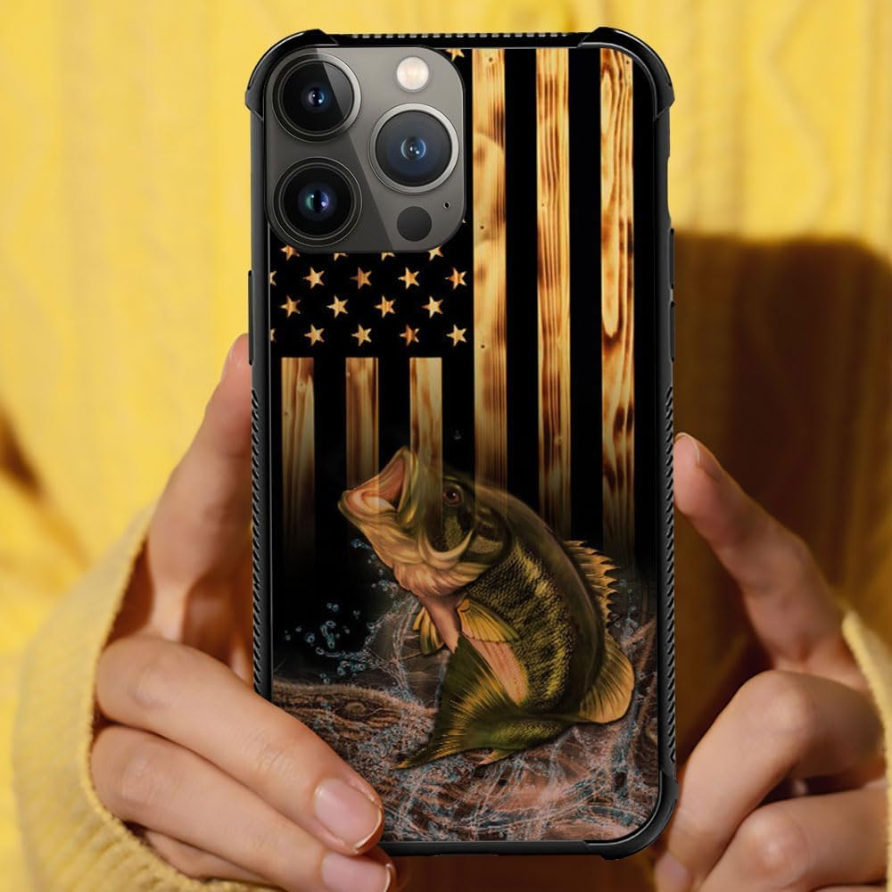 DJSOK Funda compatible con iPhone 15, funda de madera con bandera estadounidense para iPhone 15, fundas para hombres y mujeres, fanáticos, diseño de