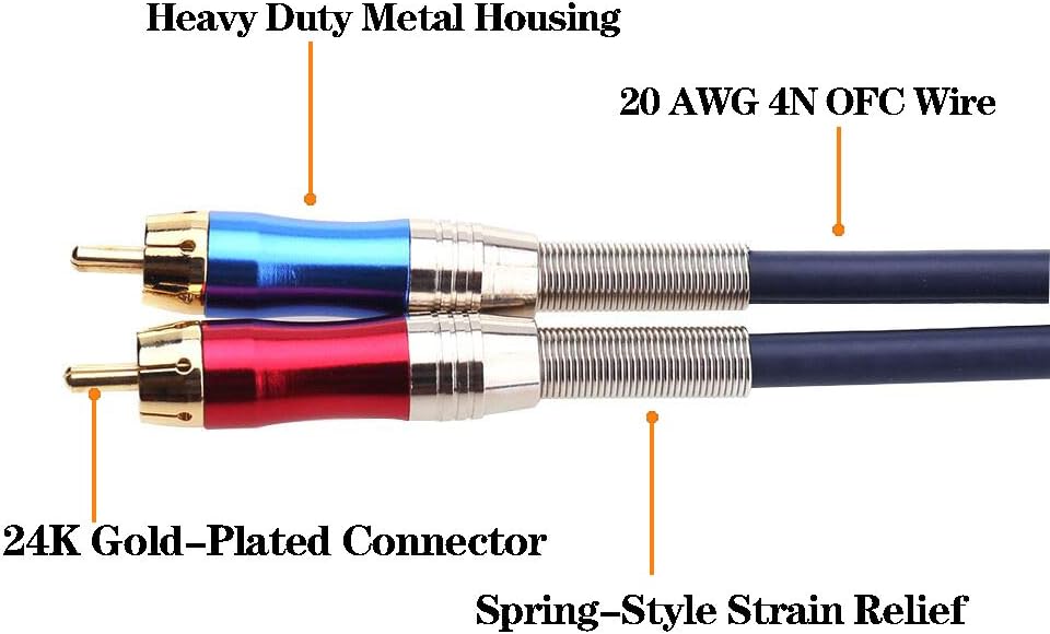 tisino Cable en Y XLR a RCA, adaptador XLR hembra a RCA dual, cable de interconexión de audio estéreo desequilibrado -6.6 pies6.6 ft