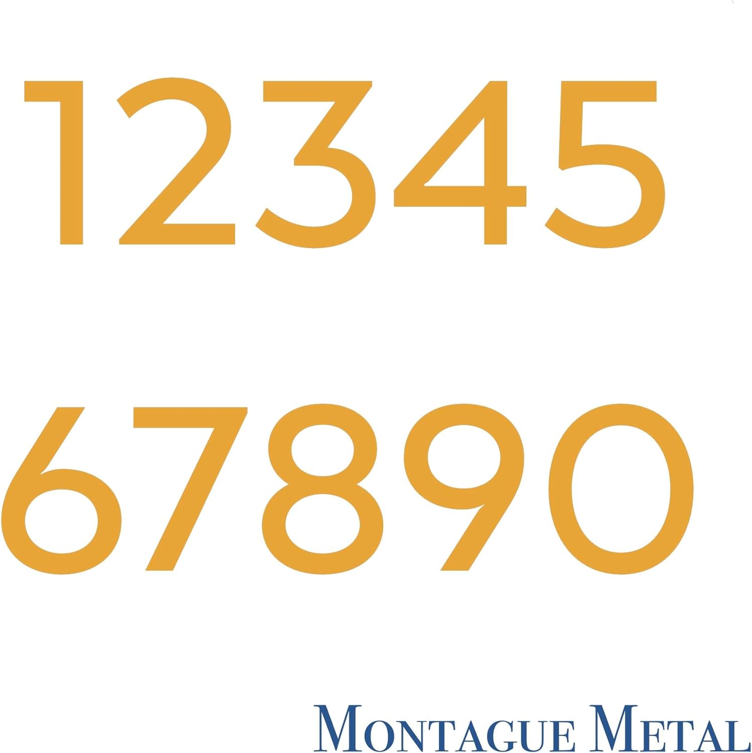 Montague Metal Products MHN-16-F-GD1-2 Números flotantes modernos de aluminio cepillado sólido, 16 pulgadas, oro recubierto de polvo