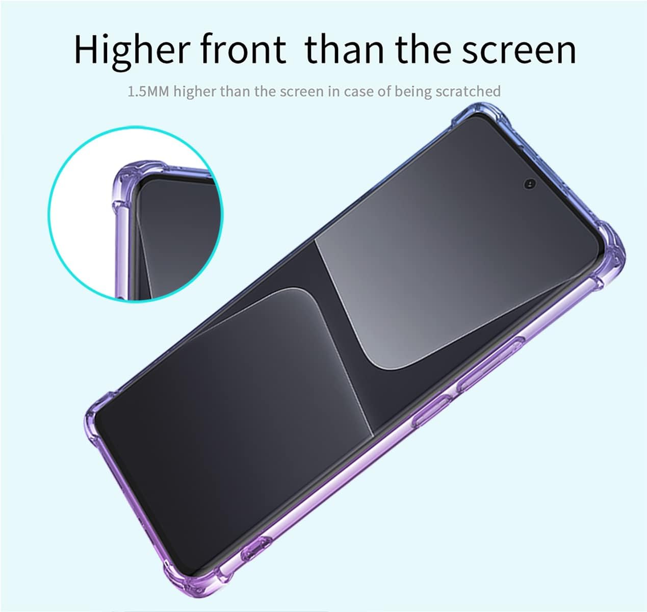 KOARWVC Funda para Xiaomi 13 Pro 5G, caja transparente gradiente delgado anti arañazos TPU a prueba de golpes funda protectora para teléfono para