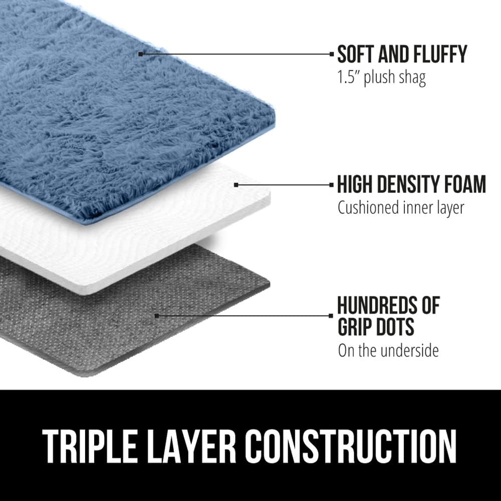 Gorilla Grip – Alfombra de piel sintética suave, lavable, resistente al desprendimiento y a la decoloración, con puntos de agarre, para dormitorio,