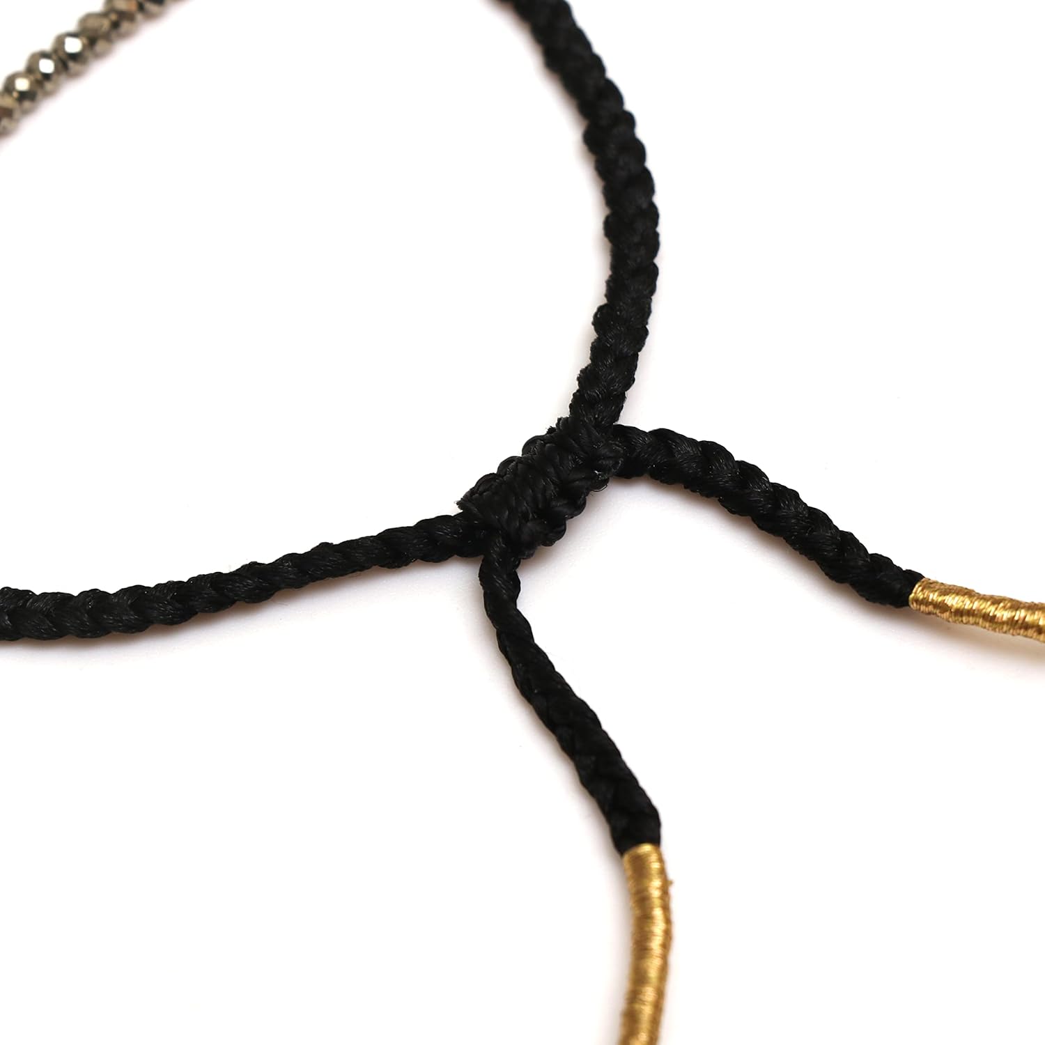 Gempires Natural Pyrite Beads Braided Bracelet Abundance Crystal Bracelet for Everyone (Pyrite)