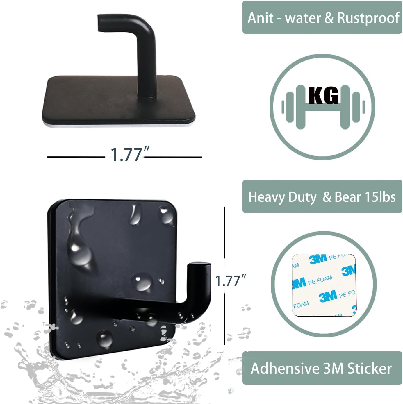Ganchos adhesivos de pared, ganchos resistentes de 9.8 ft para colgar toallas, ganchos para puerta de ducha, para baño, cocina, toallero, colgador