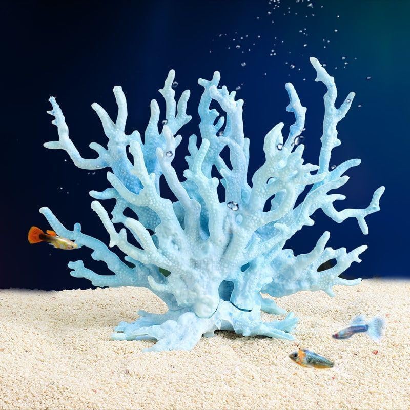 AnRui Adorno de coral para acuario, decoración de arrecife de coral, plantas de acuario artificiales, paisaje, pecera, accesorios, decoración, azul