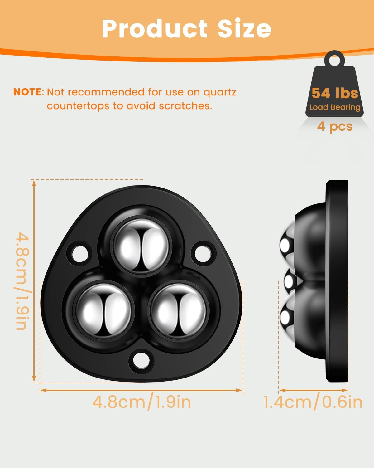 Ruedas giratorias autoadhesivas  Rueda universal giratoria de 360, rodamiento de transferencia de bolas mini para pequeños electrodomésticos de