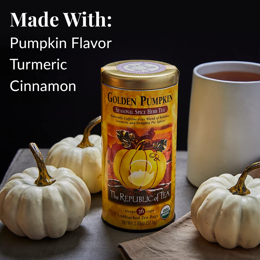 The Republic of Tea Tés de calabaza de otoño de edición limitada – Paquete de té de calabaza y calabaza dorada – 50 y 36 bolsas de té