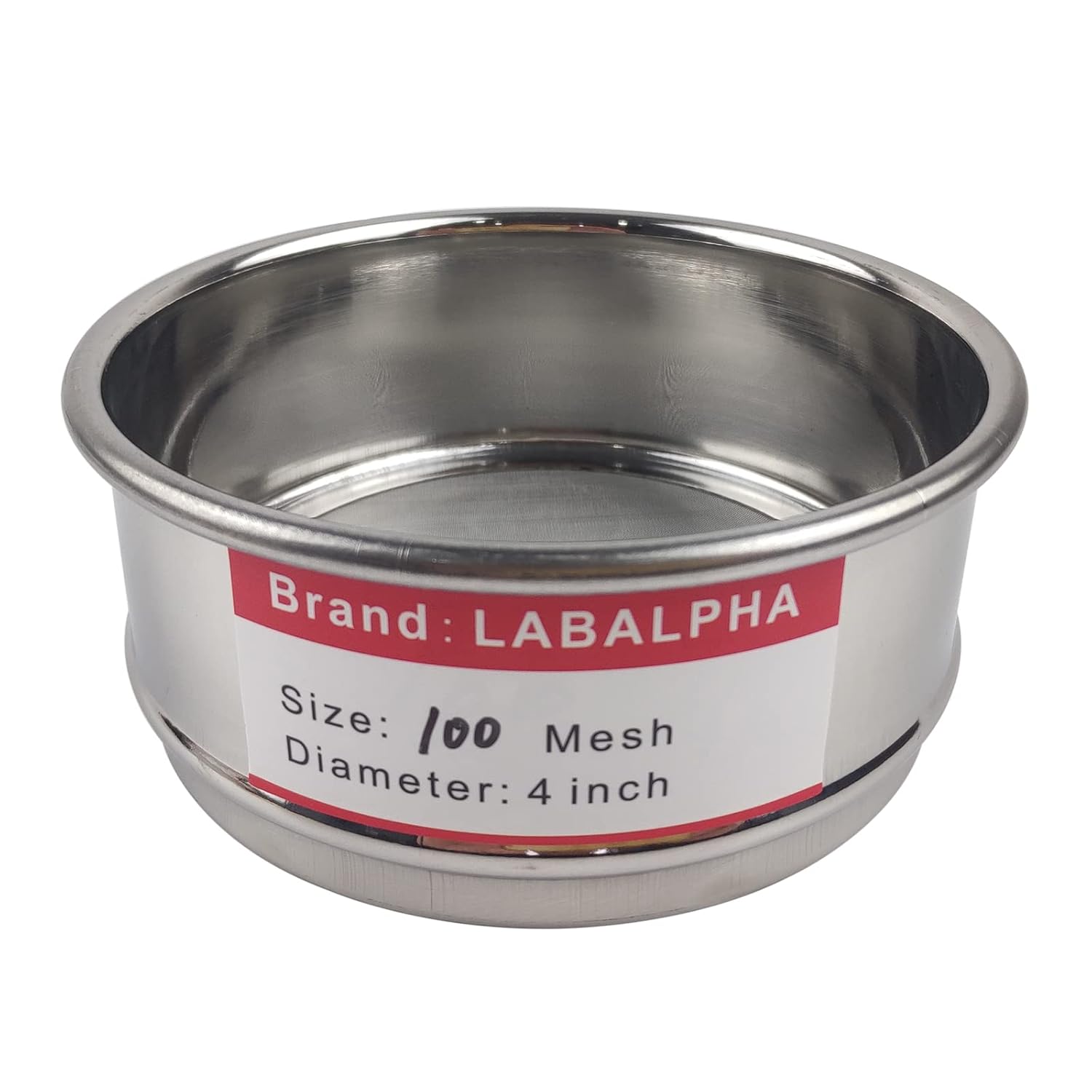 100 tamices de laboratorio de malla, tamiz de prueba #100 malla, 4 ” de diámetro, paño de alambre de acero inoxidable 304 (0.006 in)